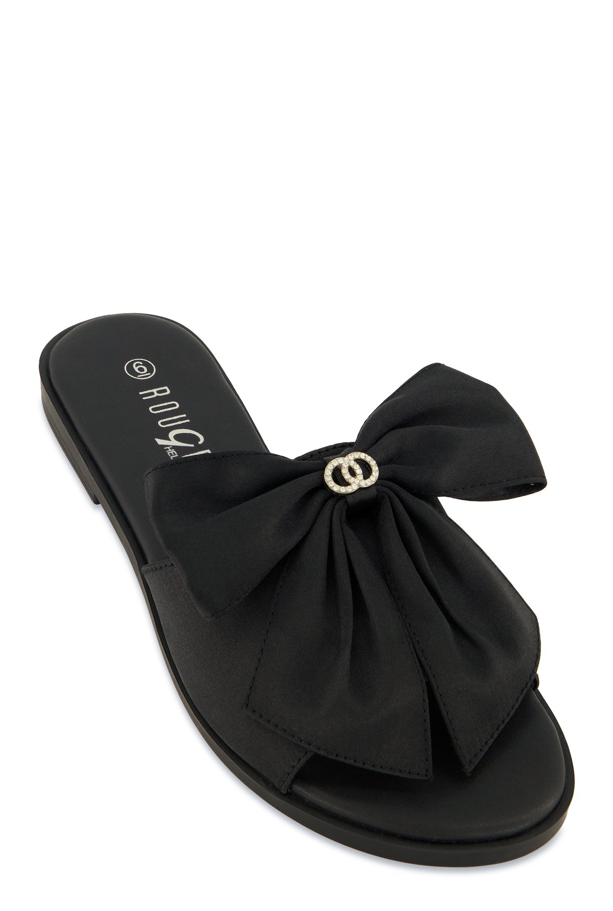 Black satin slippers