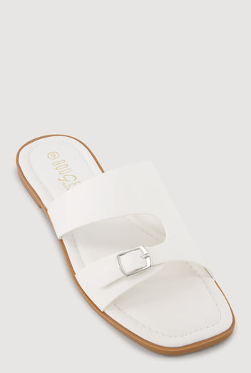 White Buckle Slippers