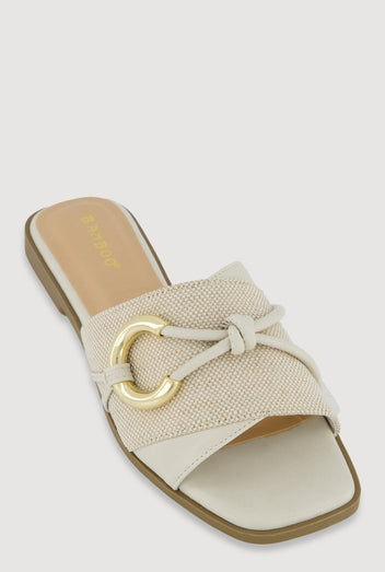 Gold ring beige sandal