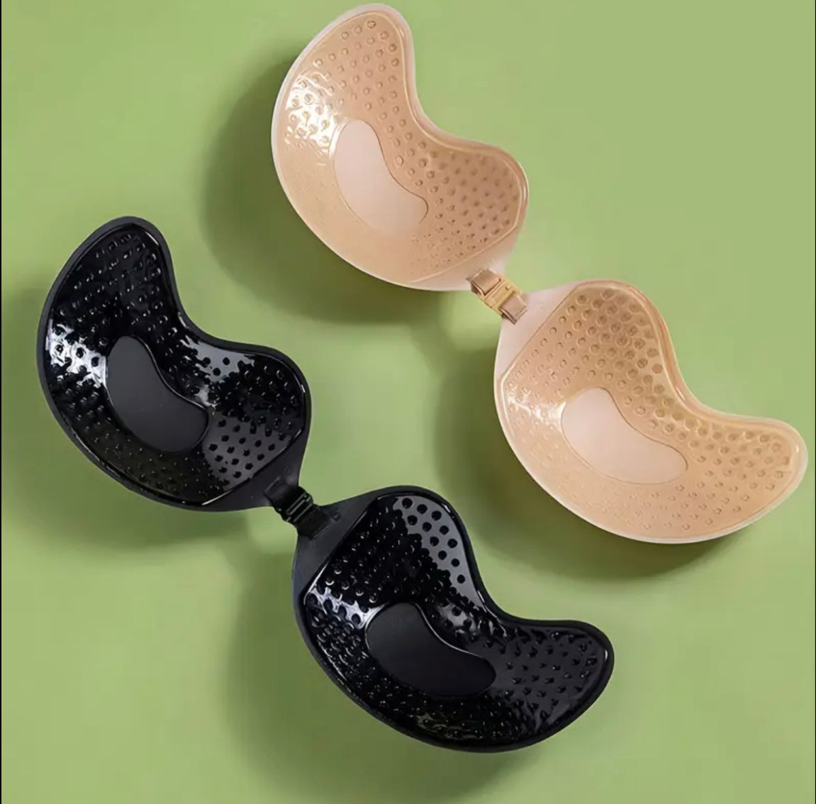 Set of 2 pairs of strapless, backless push-up bras, beige & black, mango shape