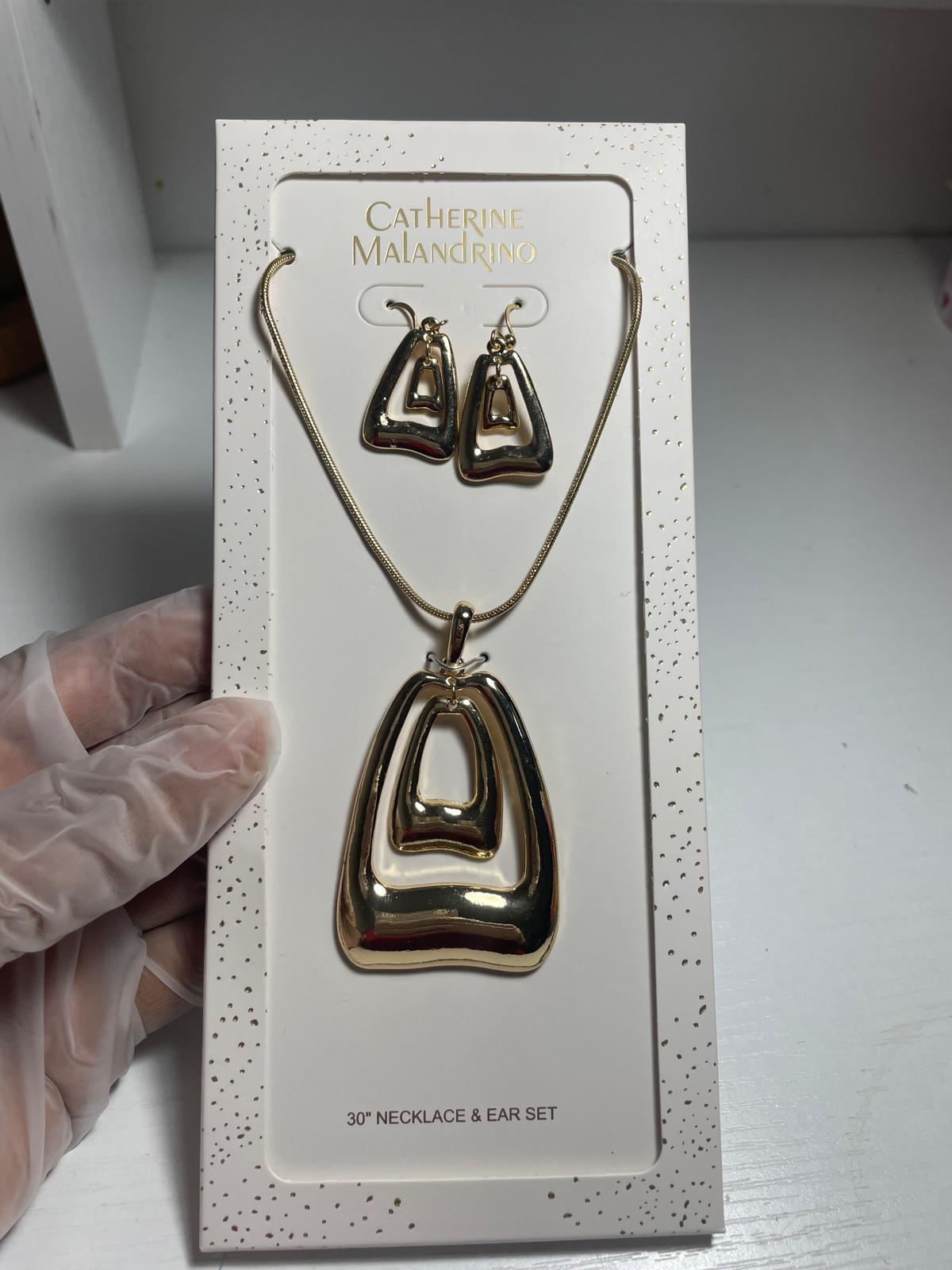 Catherine Malandrino Gold necklace and earrings set