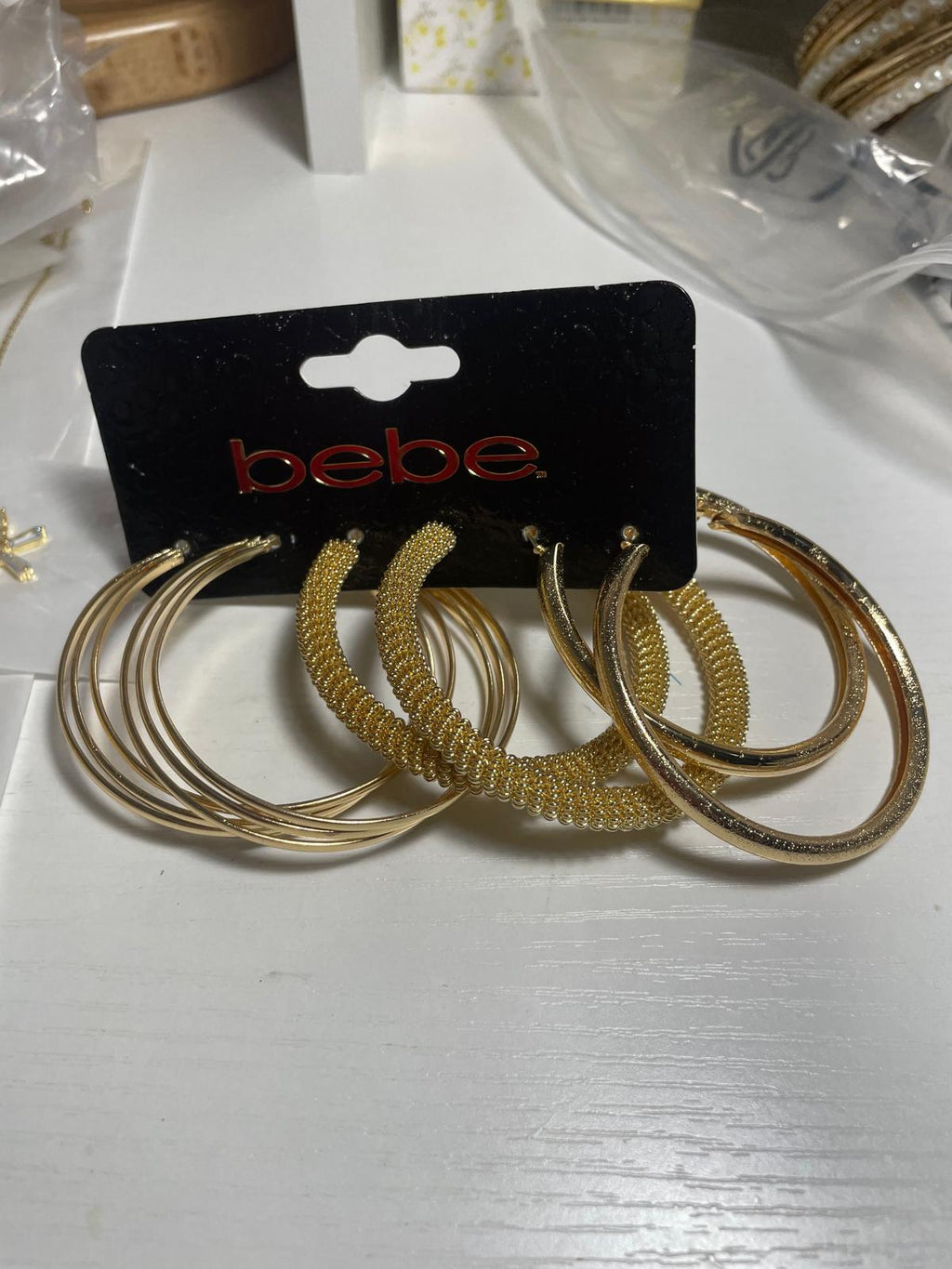 Bebe Gold hoop earrings set 2