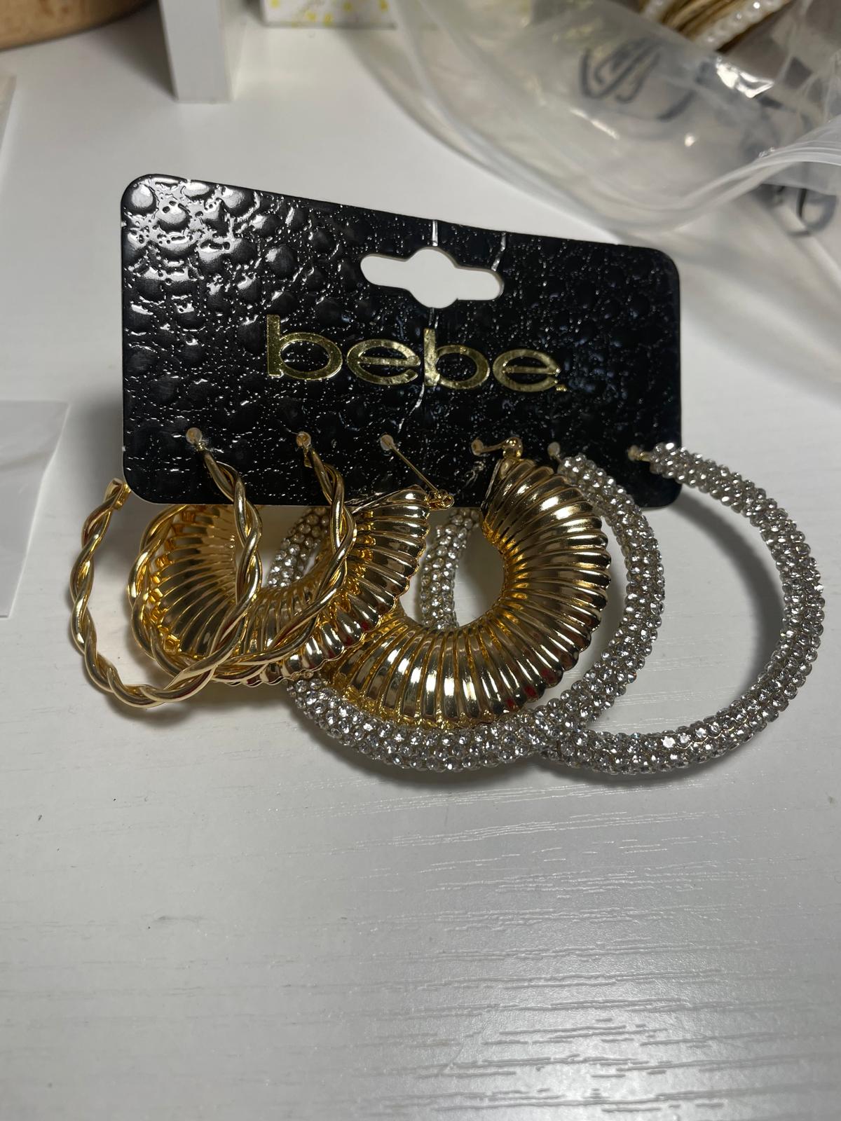 Bebe Gold hoop earrings set