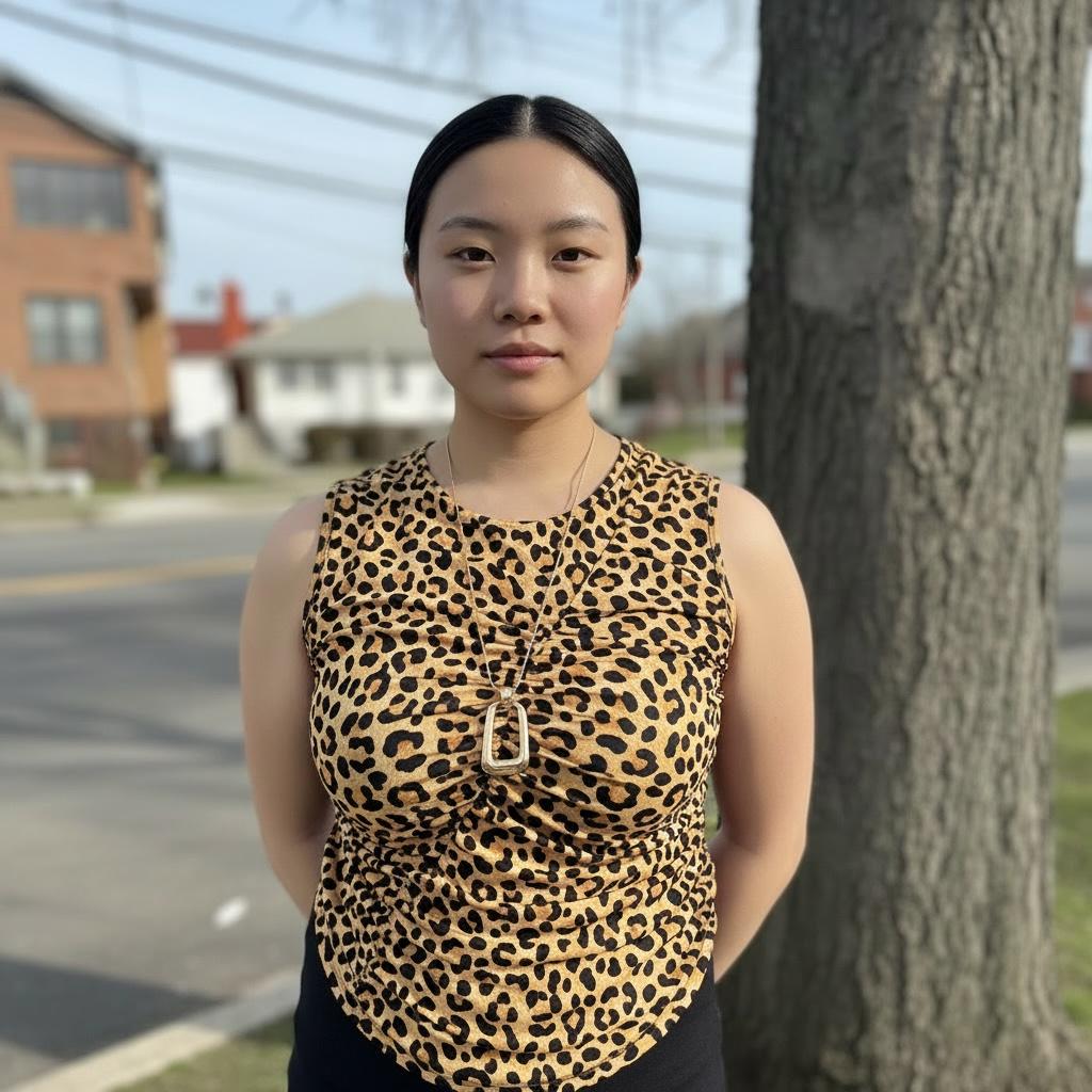 Animal print sleeveless Ruched Meshed blouse