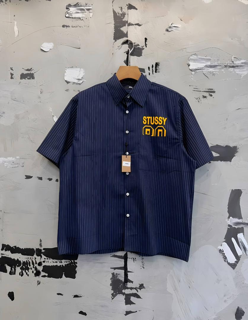 Stussy 80 Pinstripe Shirt - White front