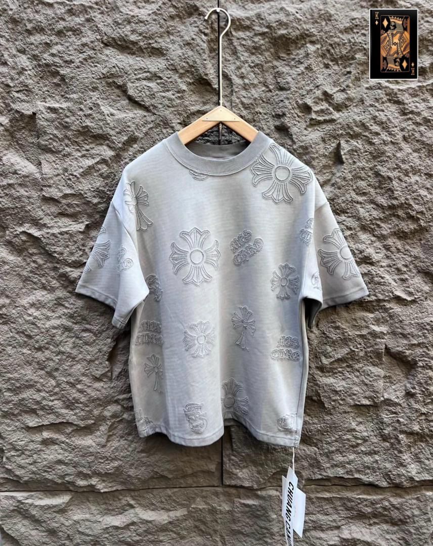 Chrome Hearts allover cross embroidered tee - black hanger shot on stone wall