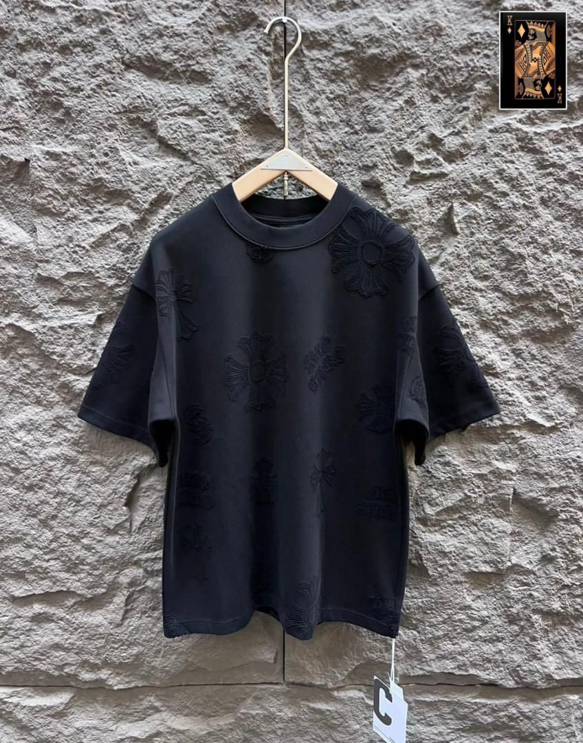 Chrome Hearts allover cross embroidered tee - grey close-up hanger shot