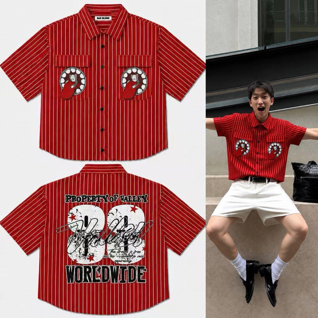 Bad Blood Worldwide Striped Shirt - Red