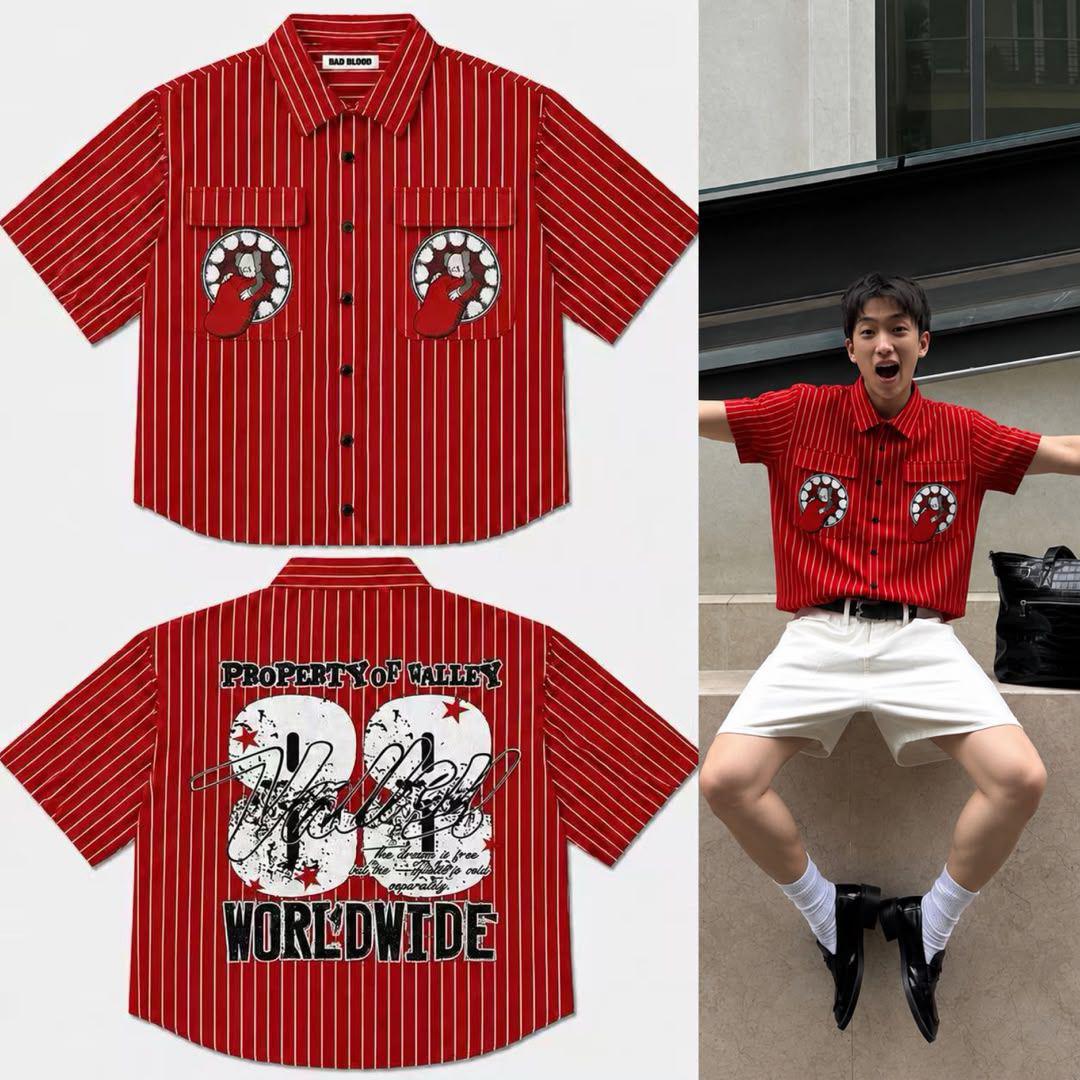 Bad Blood Worldwide Striped Shirt - Red