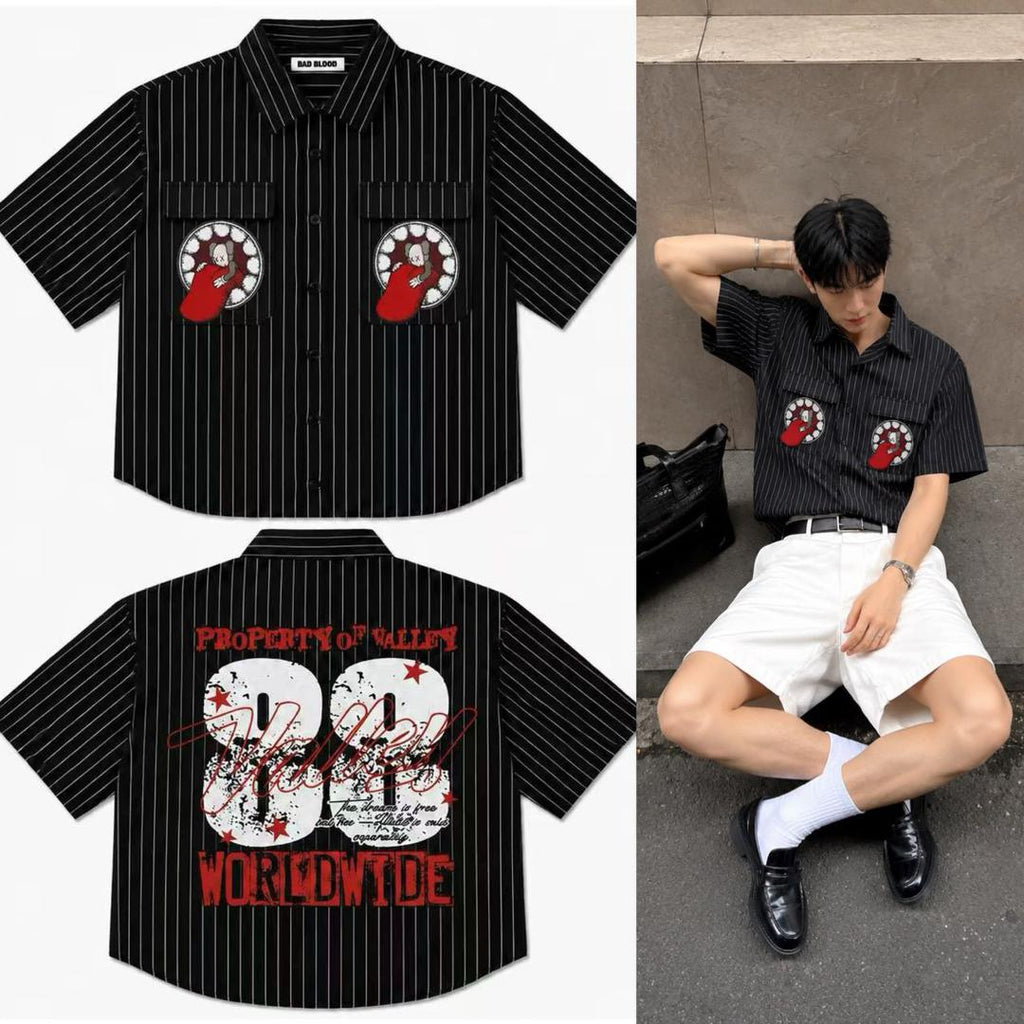 Bad Blood Worldwide Striped Shirt - Black