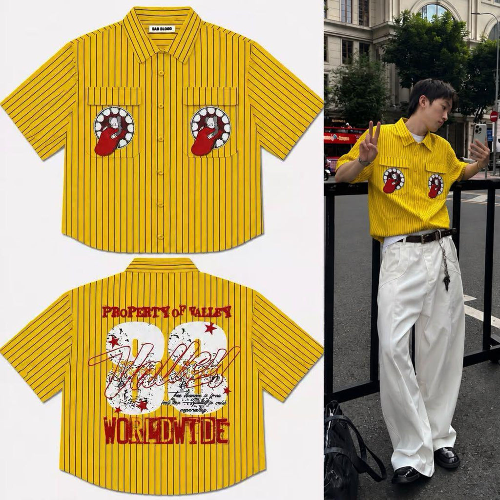 Bad Blood Worldwide Striped Shirt - Yellow
