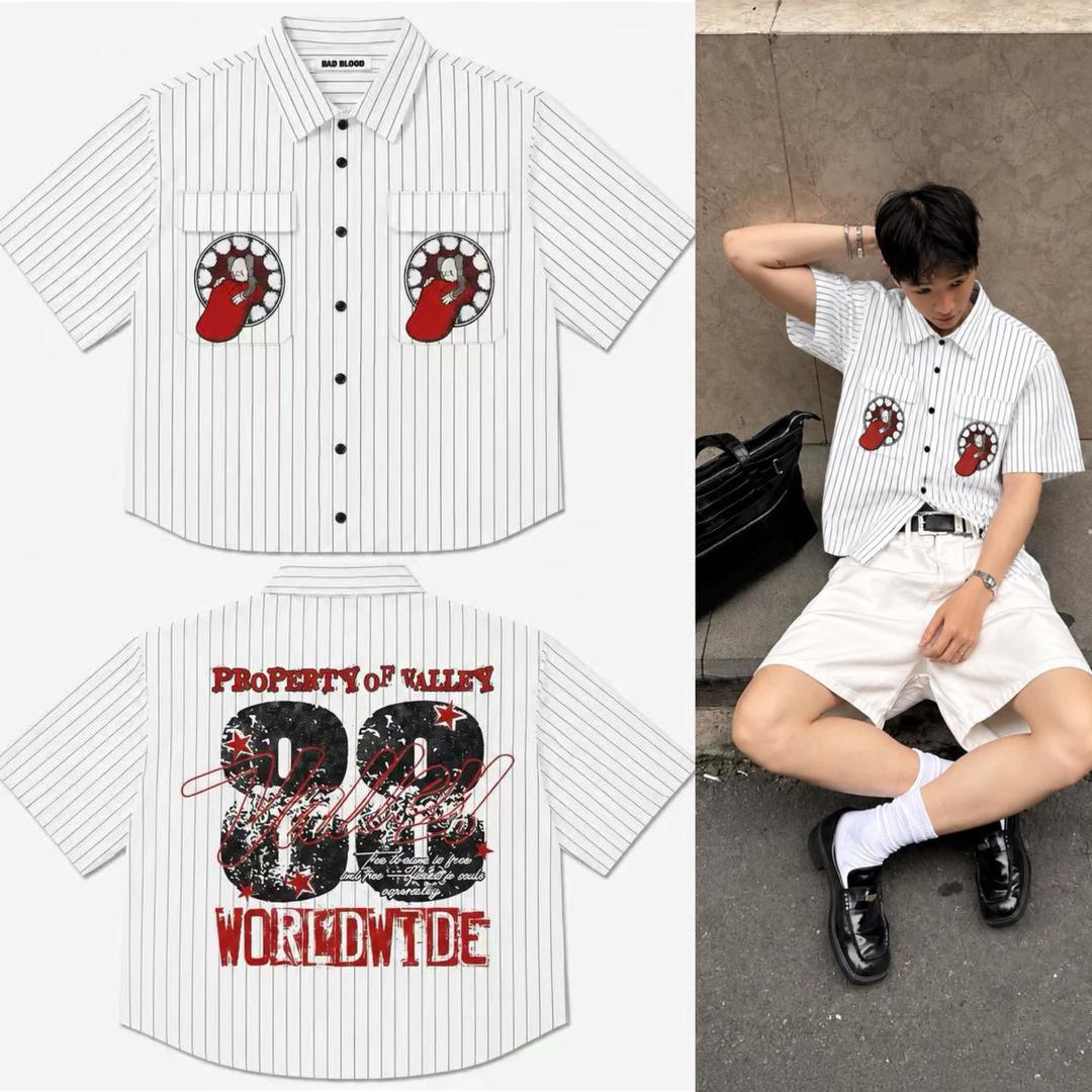 Bad Blood Worldwide Striped Shirt - White