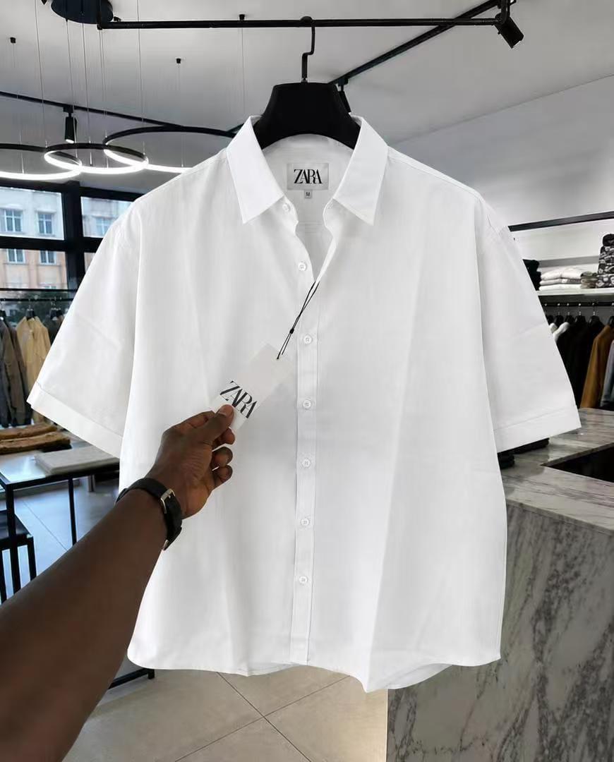 Zara oversized short-sleeve shirt - white