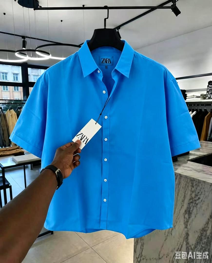 Zara oversized short-sleeve shirt - blue