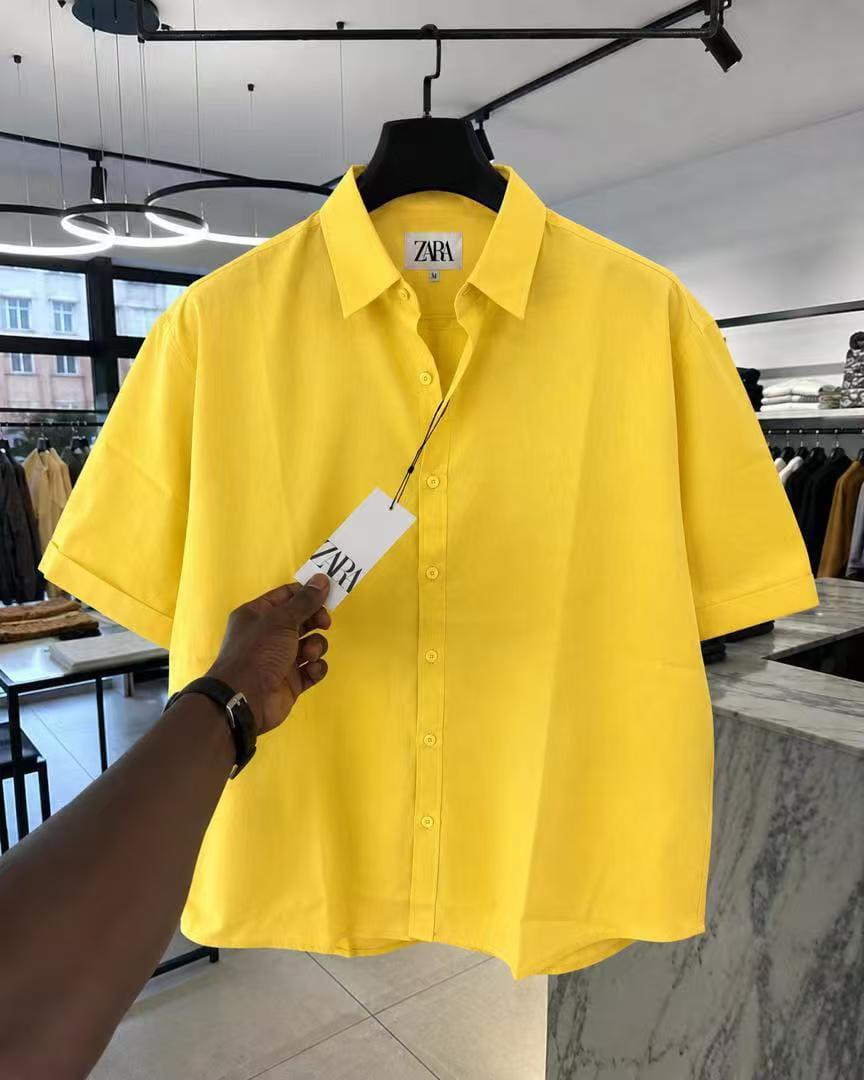 Zara oversized short-sleeve shirt - yellow