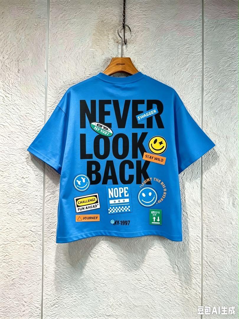 Never Look Back Graphic Tee - Blue