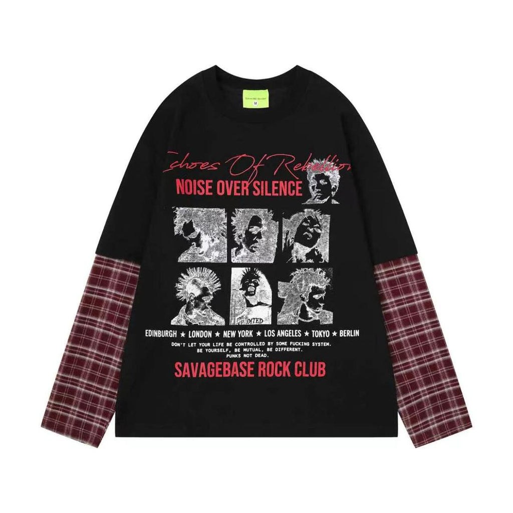 Savagebase Rock Club Echoes of Rebellion tee - black product shot