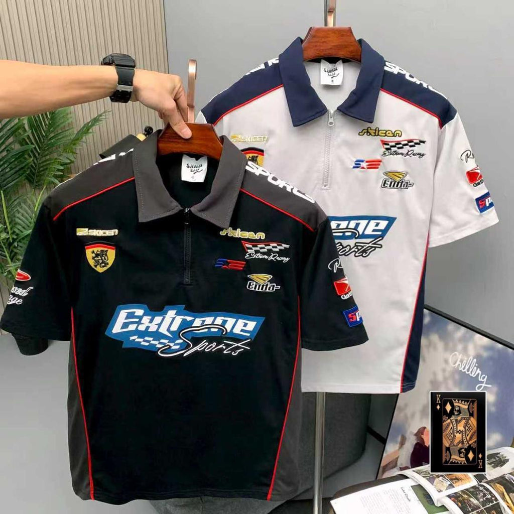 Extreme Sports Racing Zip Polo - White and Black