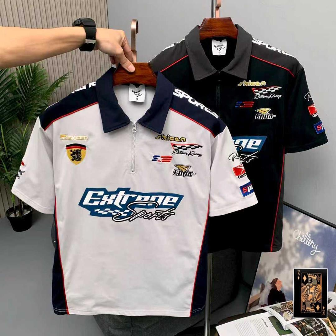 Extreme Sports Racing Zip Polo - White and Black side view