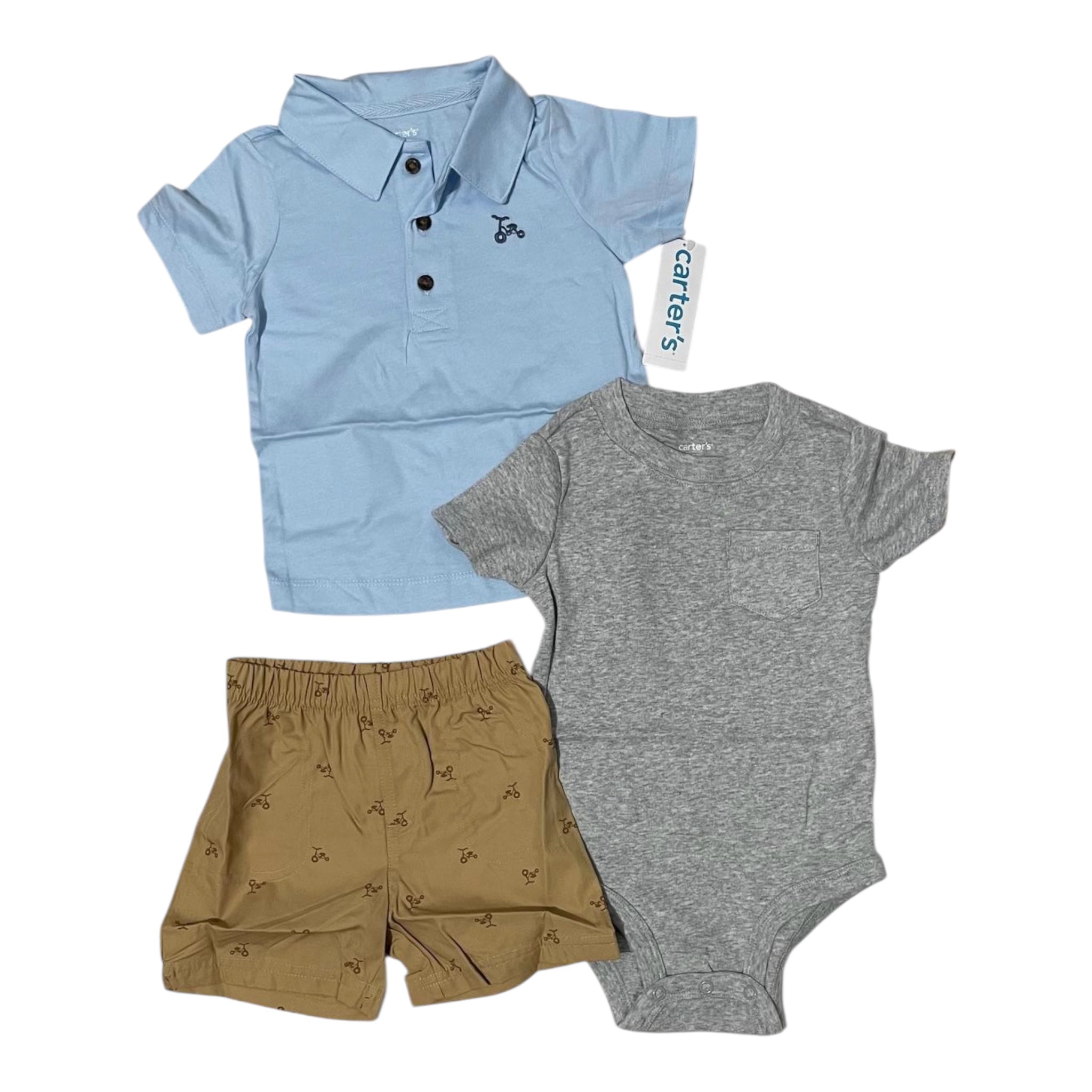 Carter's boy shirt, onesie and short set - 6 month old