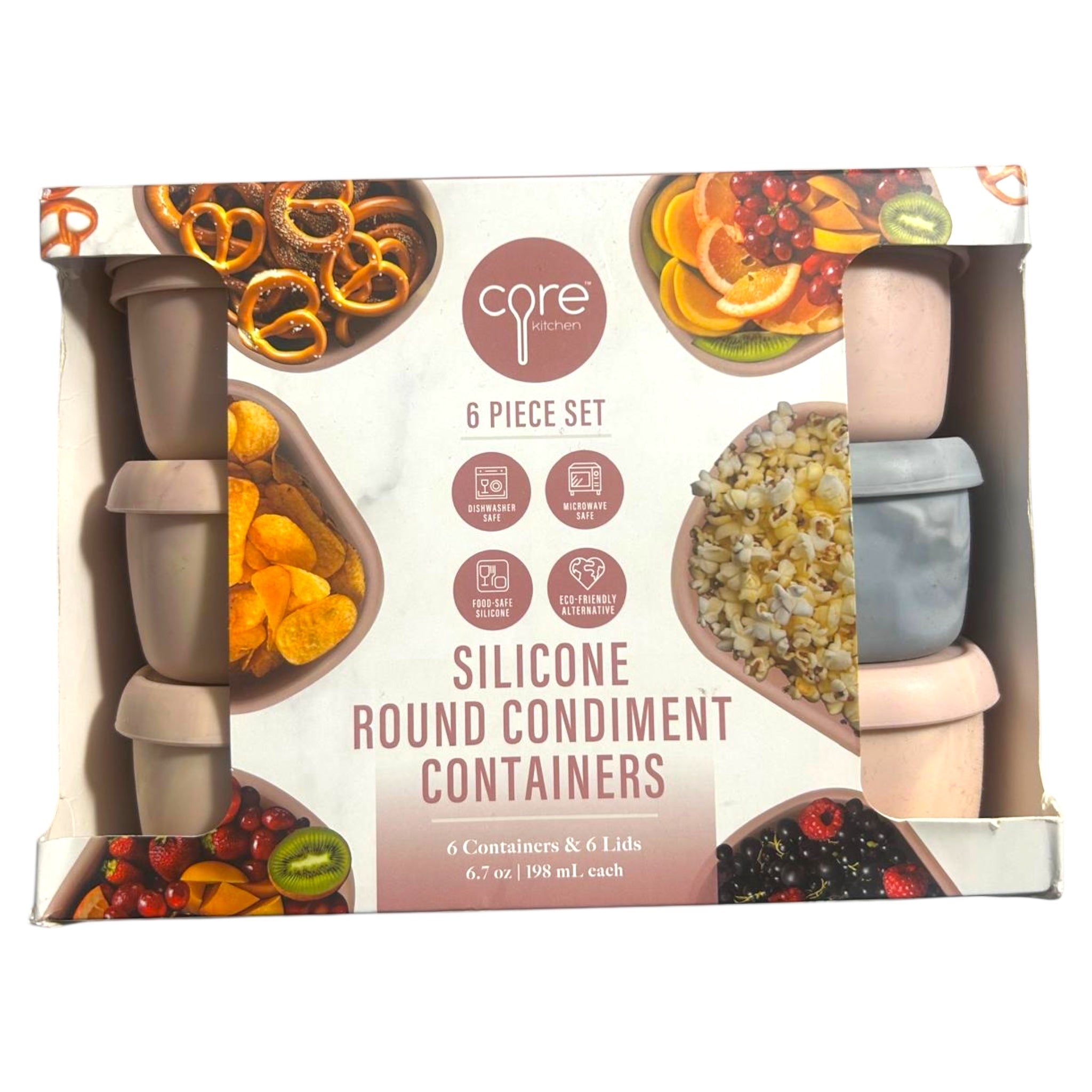 Core 6 piece set silicone round condiment containers