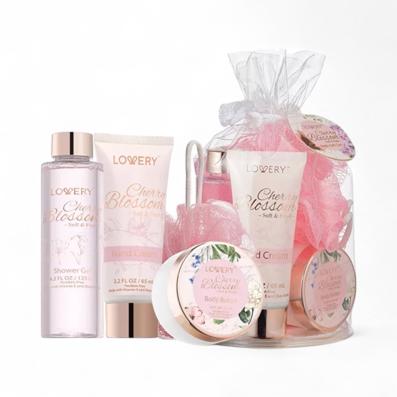 Set of Lovery Cherry Blossom skincare and beauty products