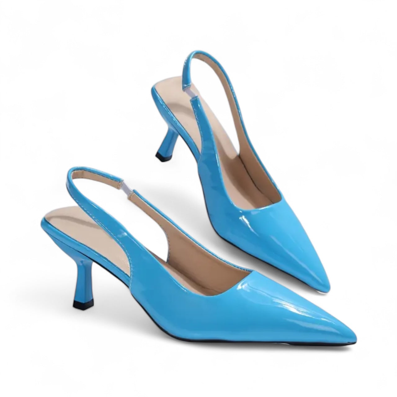 Blue high-heeled shoes