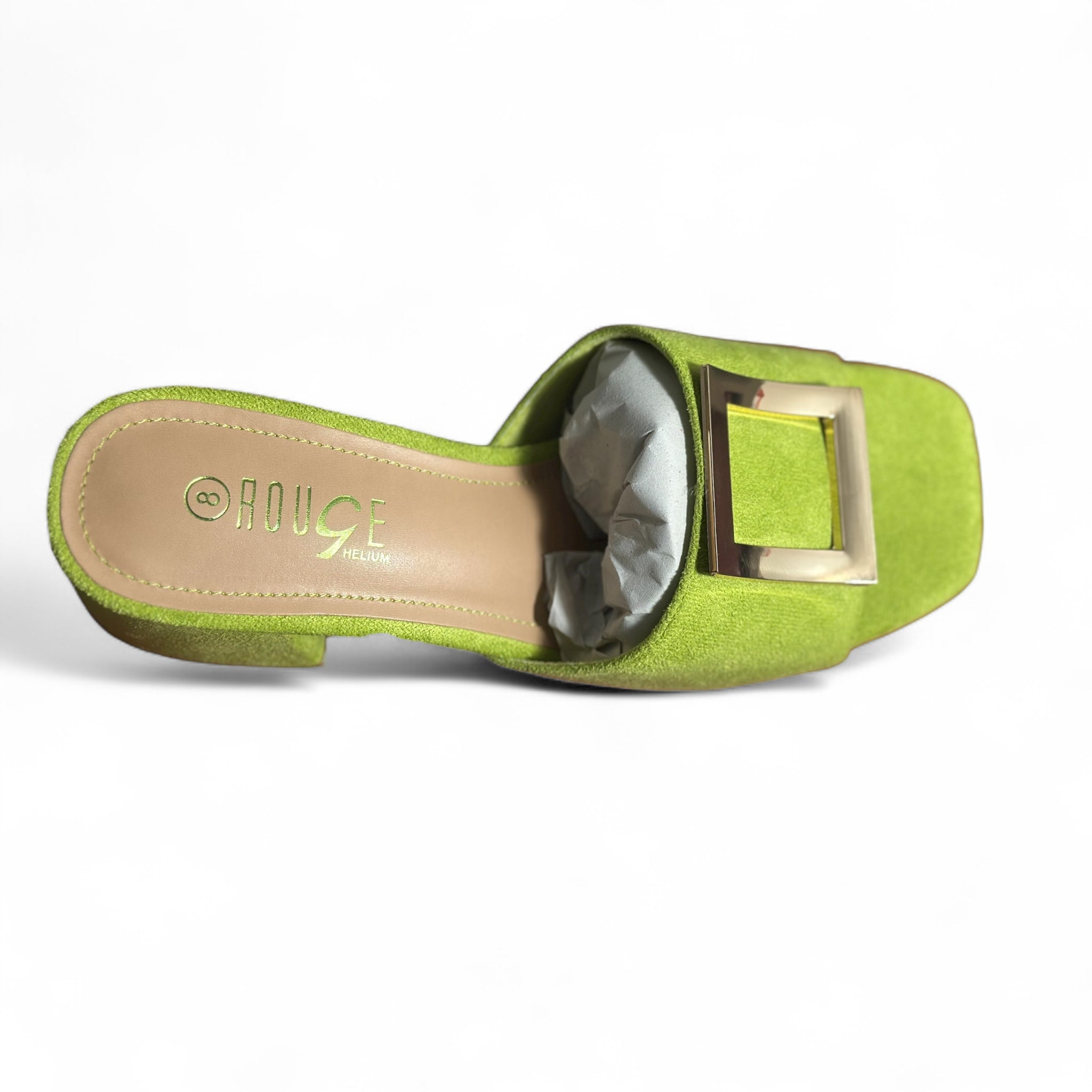 Suede Green heeled shoe.