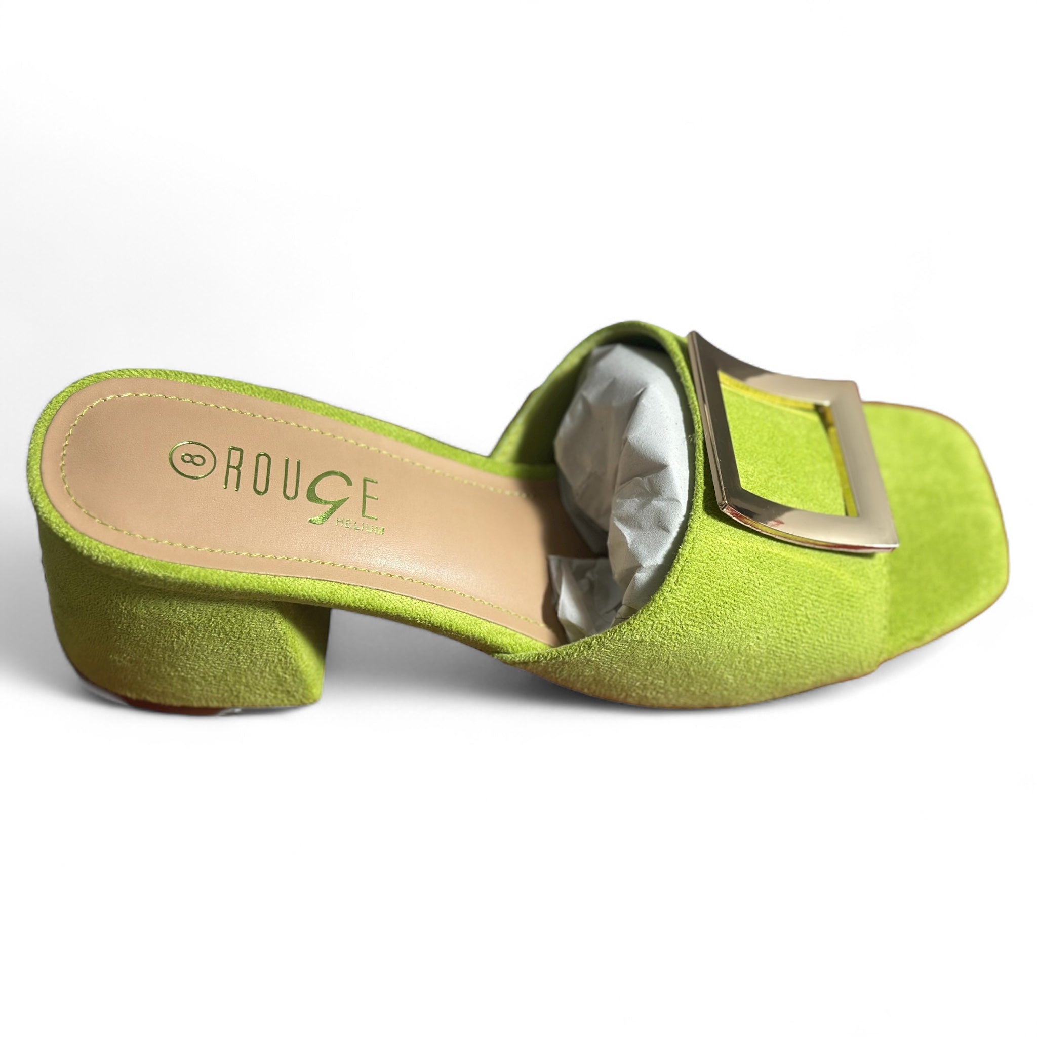 Suede Green heeled shoe.