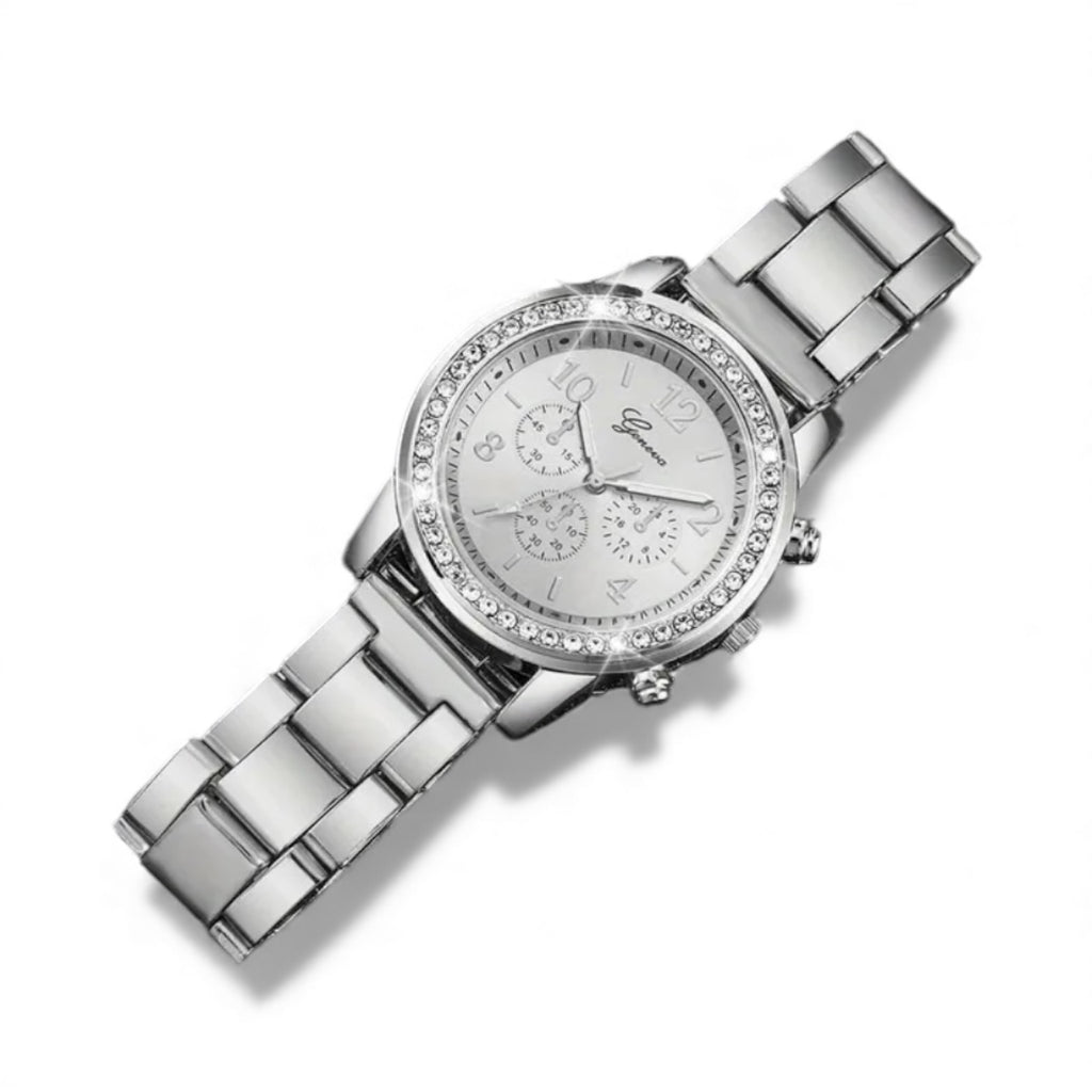 Silver, gold watch with gemstone accents.Wholesale Min Qtg (12pieces)