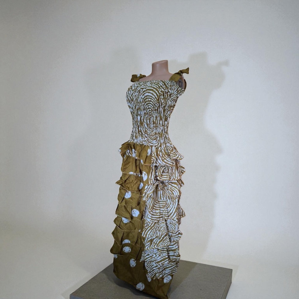 Alicso Long elastic torso ankara ruffle dress