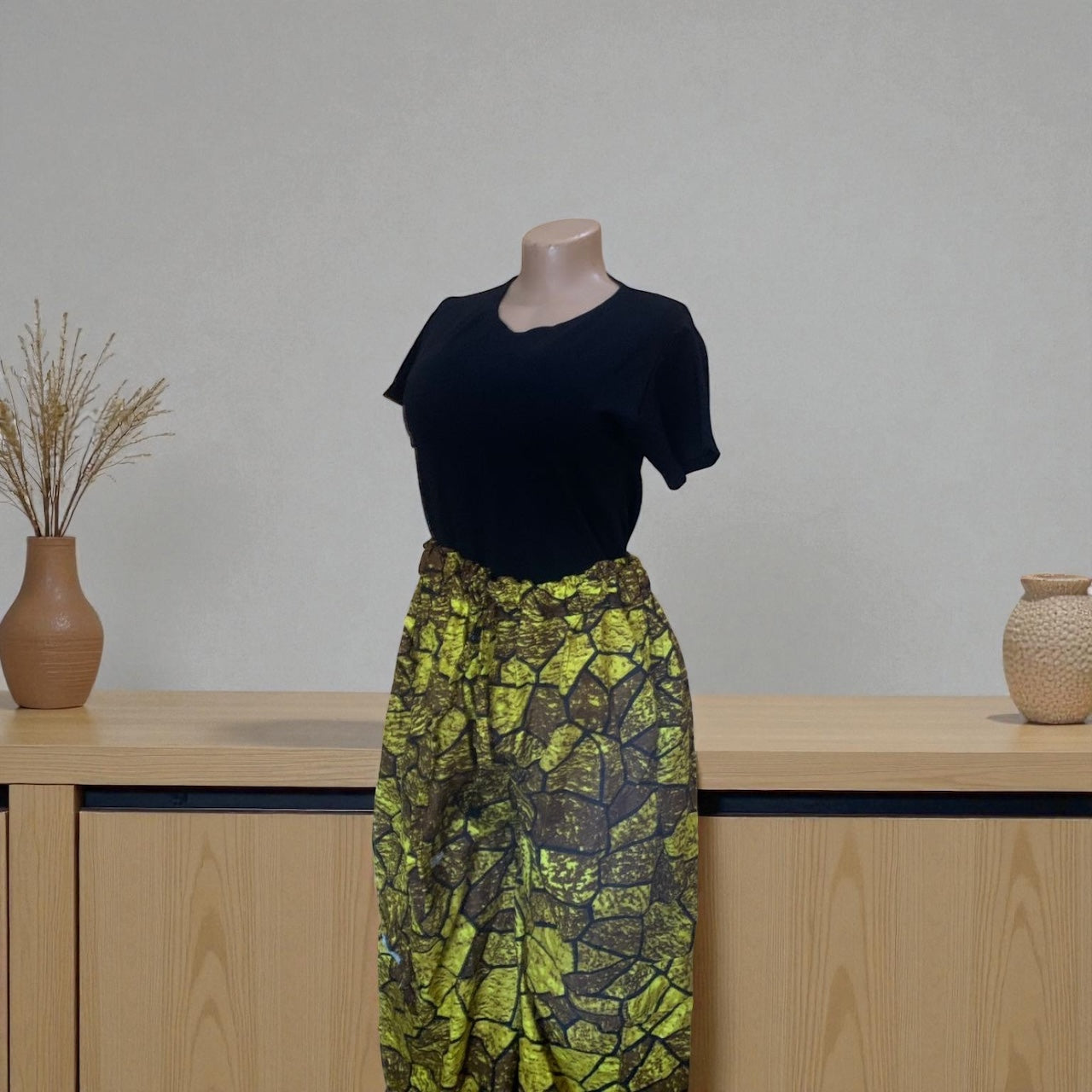 Alicso Black top and green patterned pants