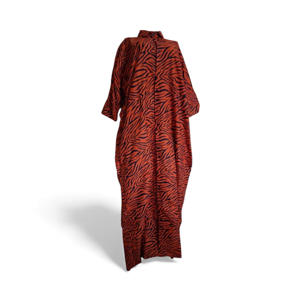 Alicso Long Red buttoned dress with zebra pattern