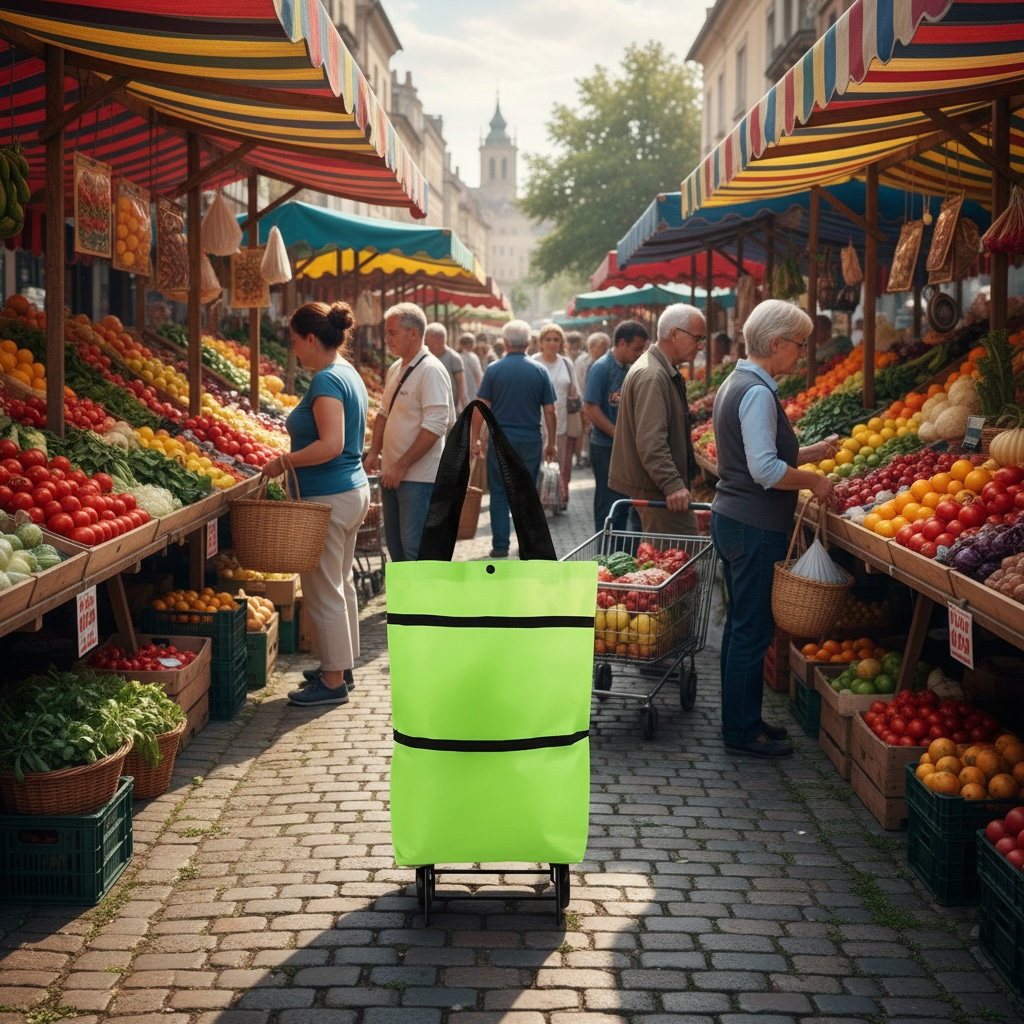 Green bags with wheels