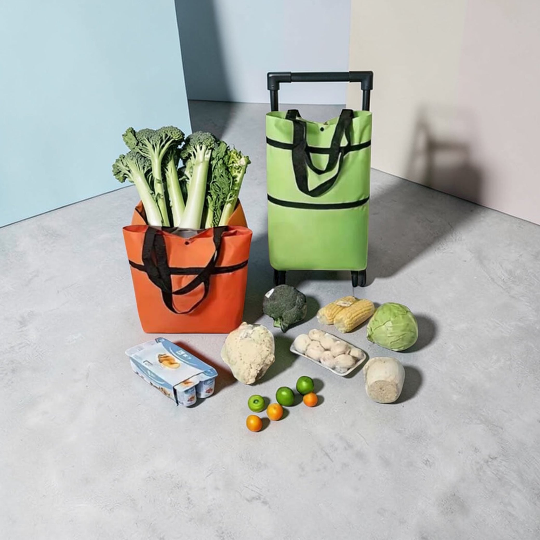 Orange bags with wheels