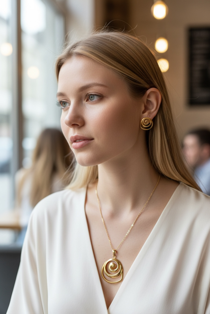 Gold coil jewelry set
