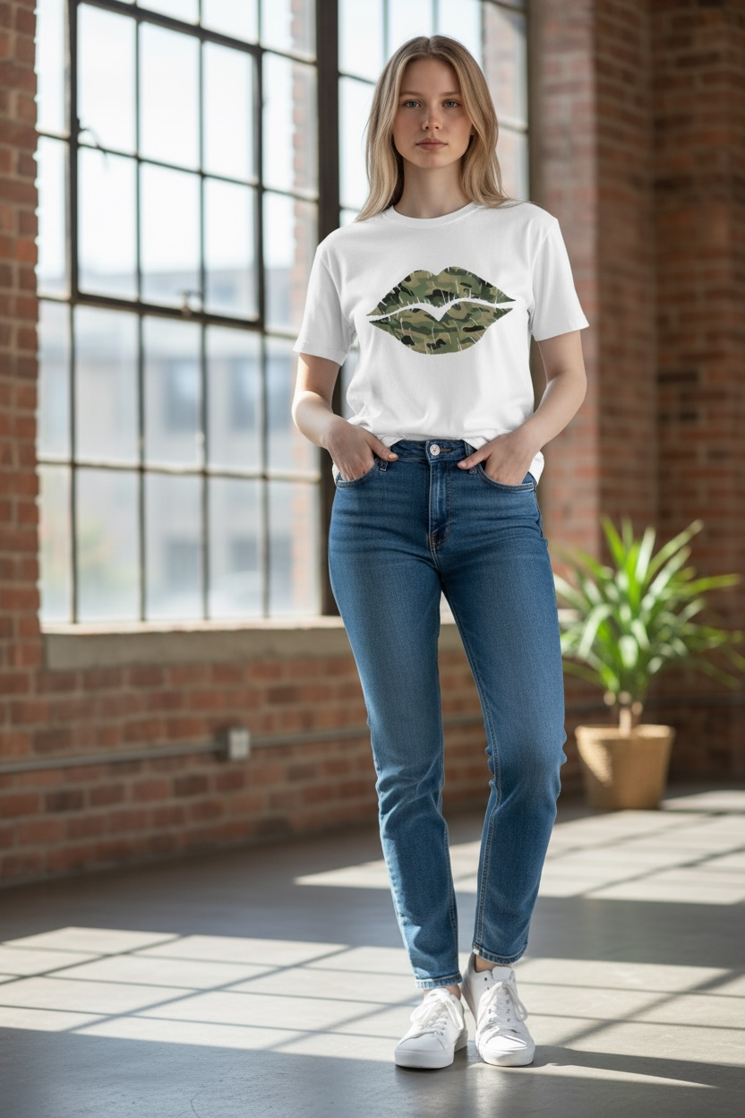 Lip designed short sleeve tees