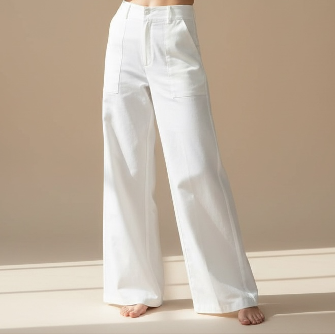 White wide leg pants
