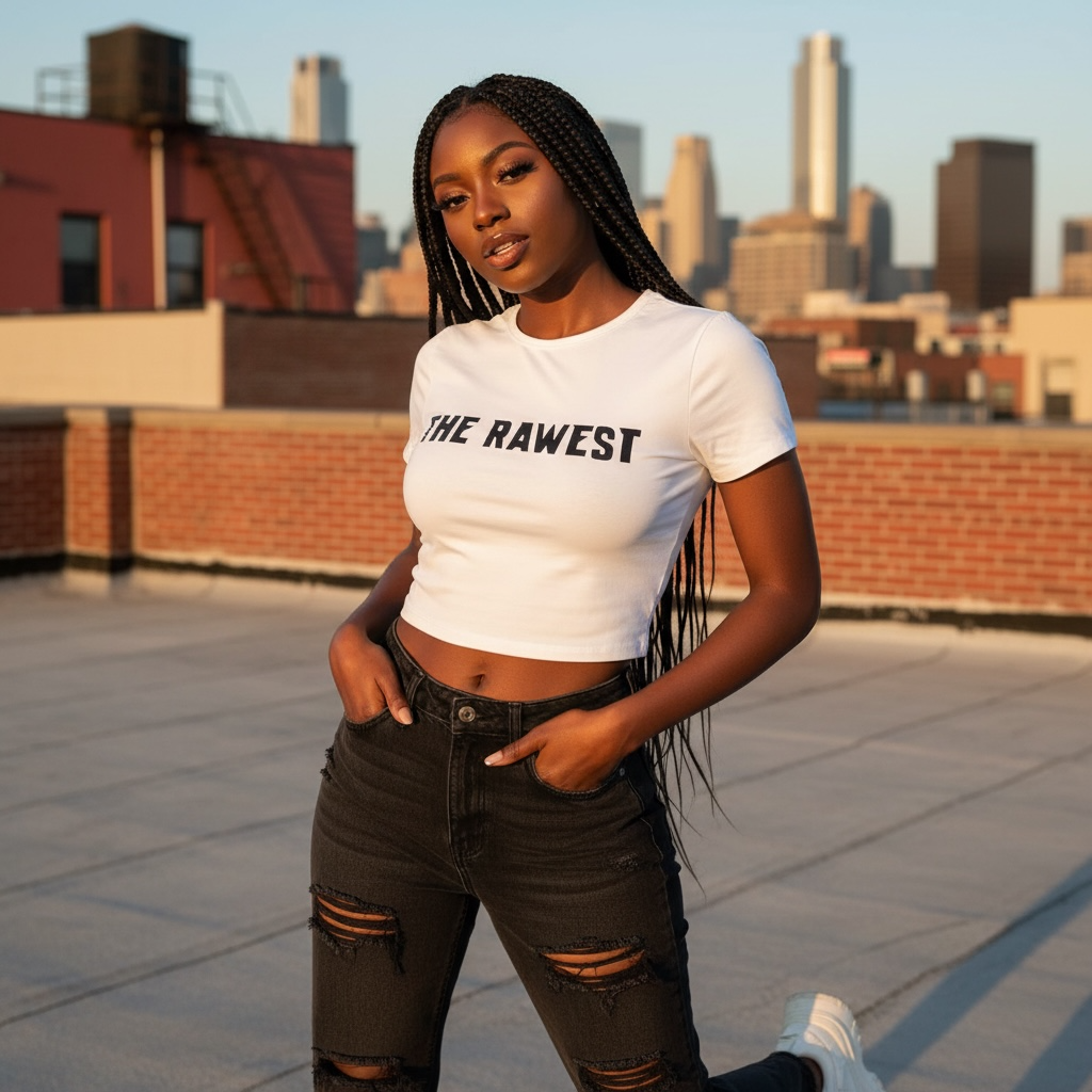 'THE RAWEST' white crop t-shirt