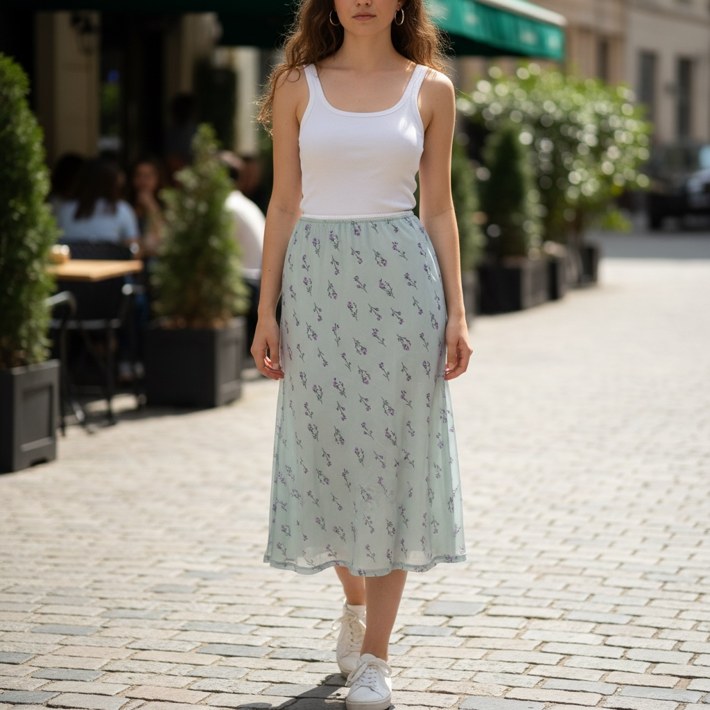 Light Blue Floral Skirt