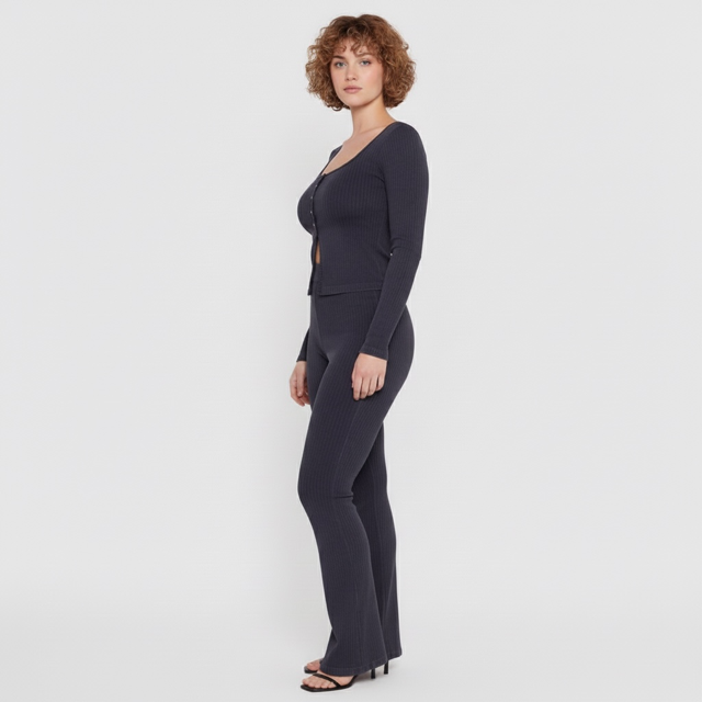 Rib Knit Square Neck/set