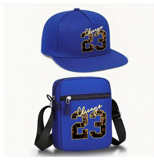 Chicago 23 cap and crossbody bag set, red & black.
