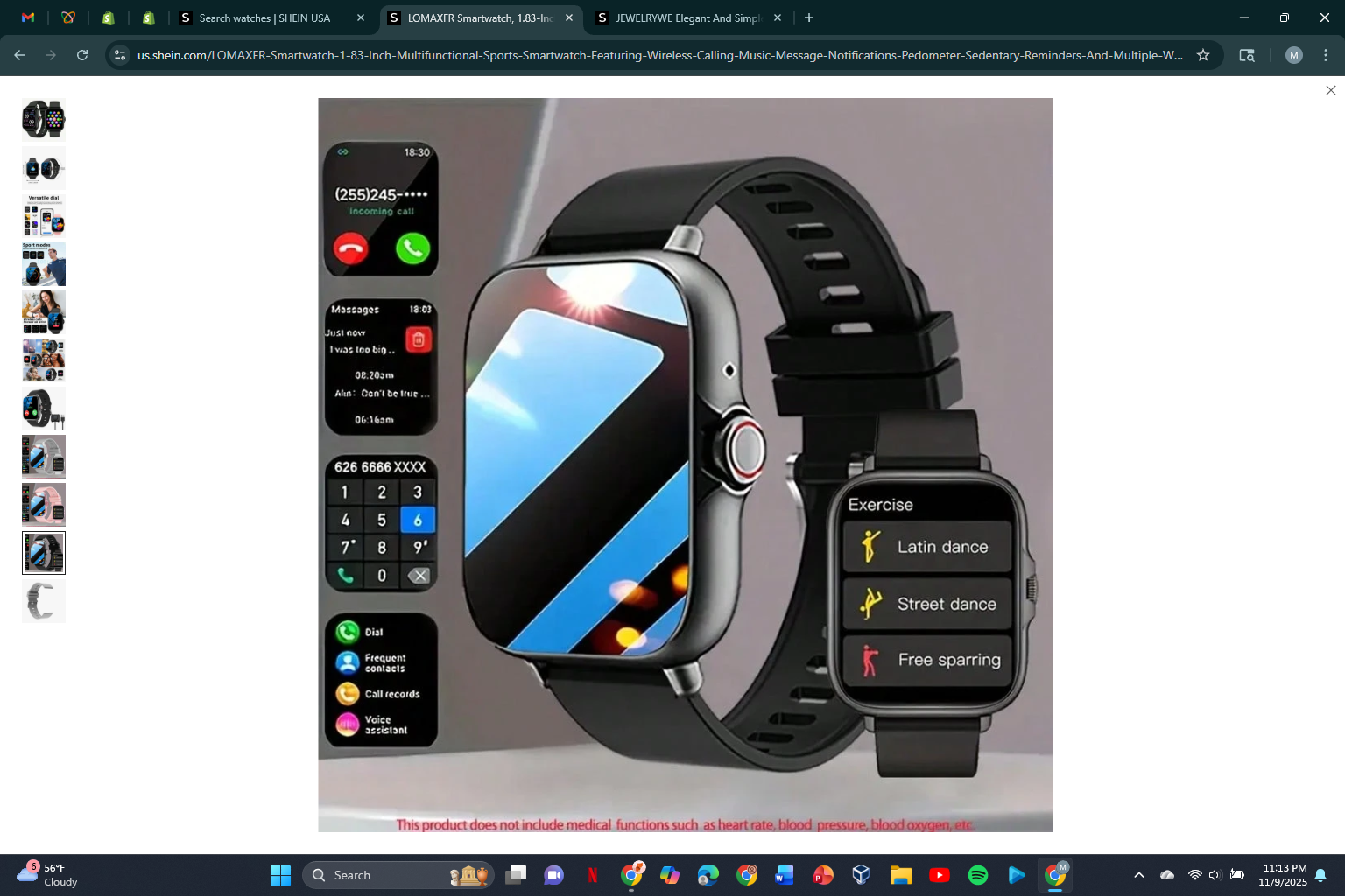 1.83-Inch Multifunctional Sports Smartwatch, Featuring Wireless Calling/Music, Message Notifications, Pedometer, Sedentary Reminders, And Multiple Watch Face Wallpapers. Both Men And Women, Compatible With Android And IOS.