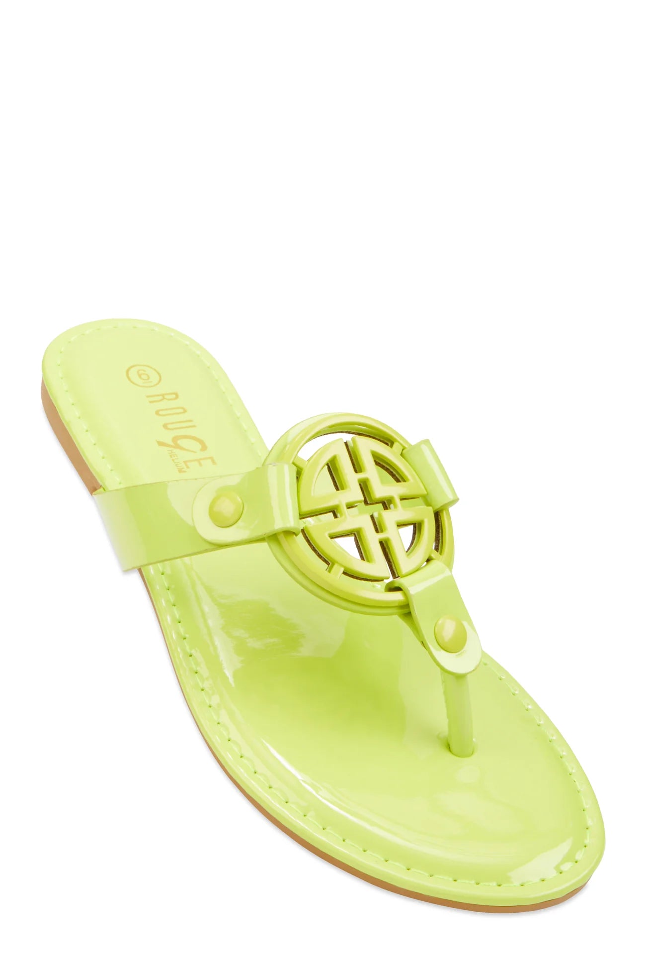 Geometric Pendant Thong Slide Sandals - lime,assorted color