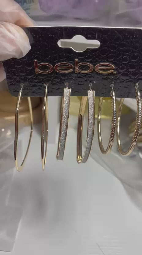 Bebe Gold hoop earrings set 3