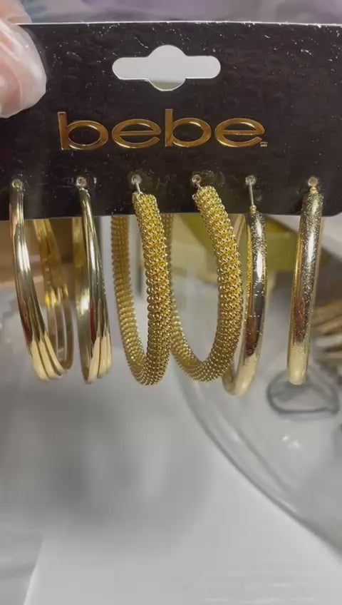 Bebe Gold hoop earrings set 2
