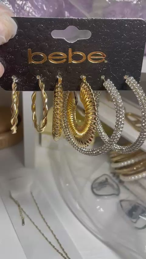 Bebe Gold hoop earrings set